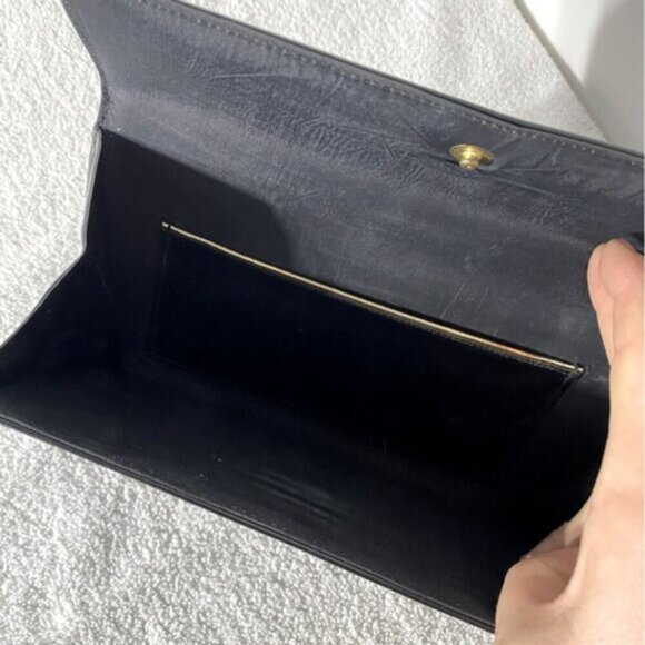 Vintage Black Clutch Handbag Wallet Purse - Picture 3 of 13